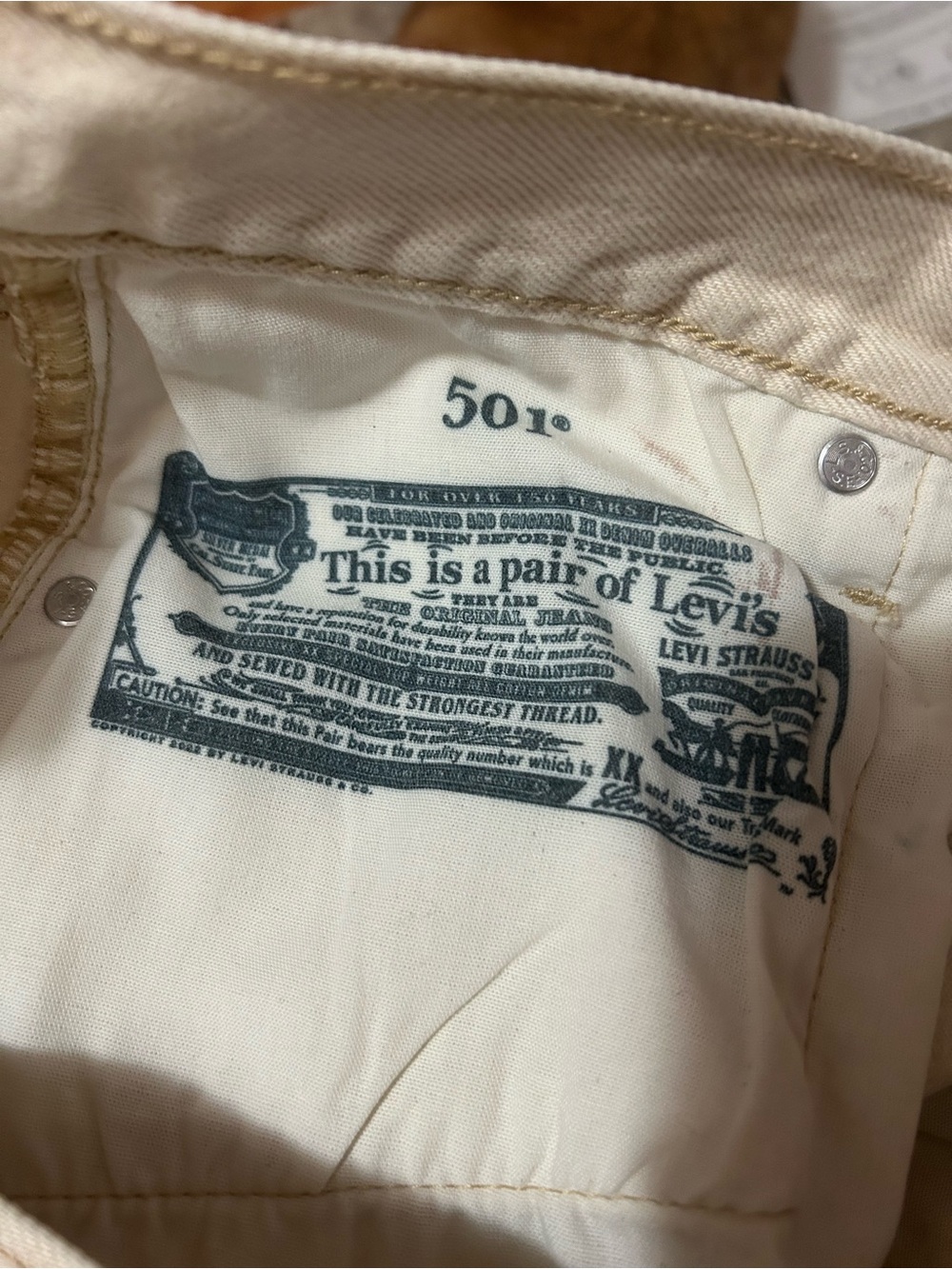 Vintage Levi’s 501 jeans in oatmeal - Picture 4 of 5